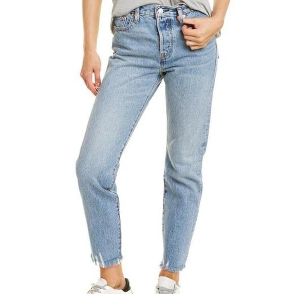 NEW Levi's Wedgie Icon High Rise Fray Hem Straight Leg Ankle Jeans in Shut Up - Picture 3 of 6